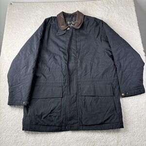 Eddie Bauer Jacket Men's Size Medium Black Chore Barn Coat Leather Collar